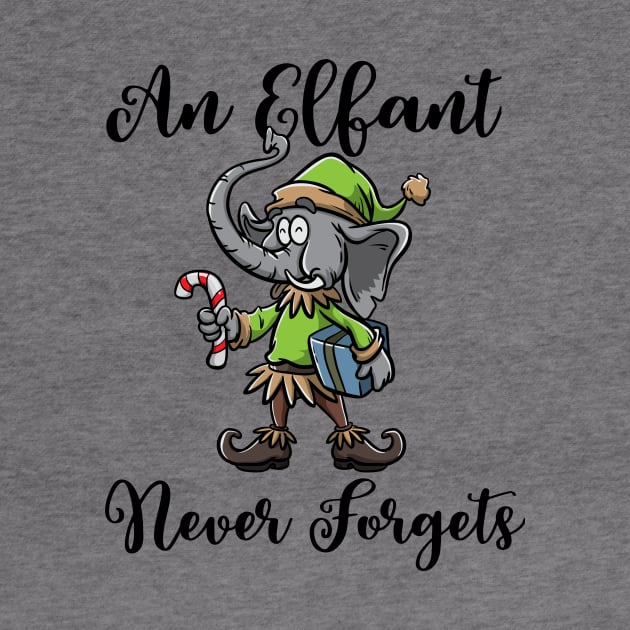 Christmas Elephant Funny Elf Costume An Elfant Never Forgets by TellingTales